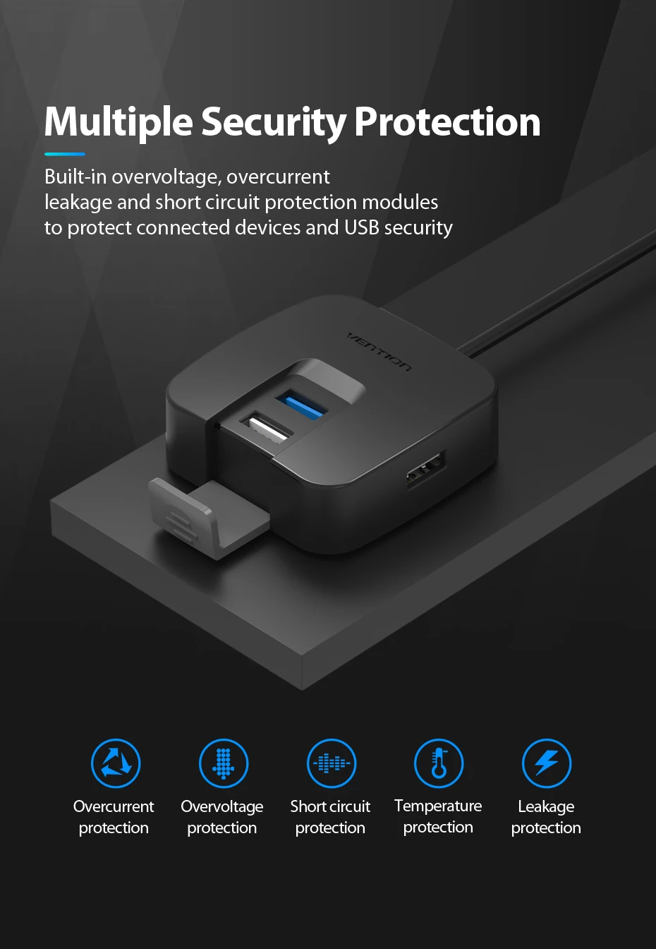 Vention 4 порта USB 3,0 концентратор с микро USB порт питания и держатель телефона USB разветвитель адаптер для карта для ноутбука ридер планшет концентратор USB 2,0