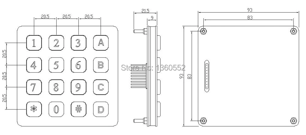 Клавиатура со светодиодной подсветкой 16 клавиш 4 х4 кнопки|keypad watch|button apparelkeypad types |