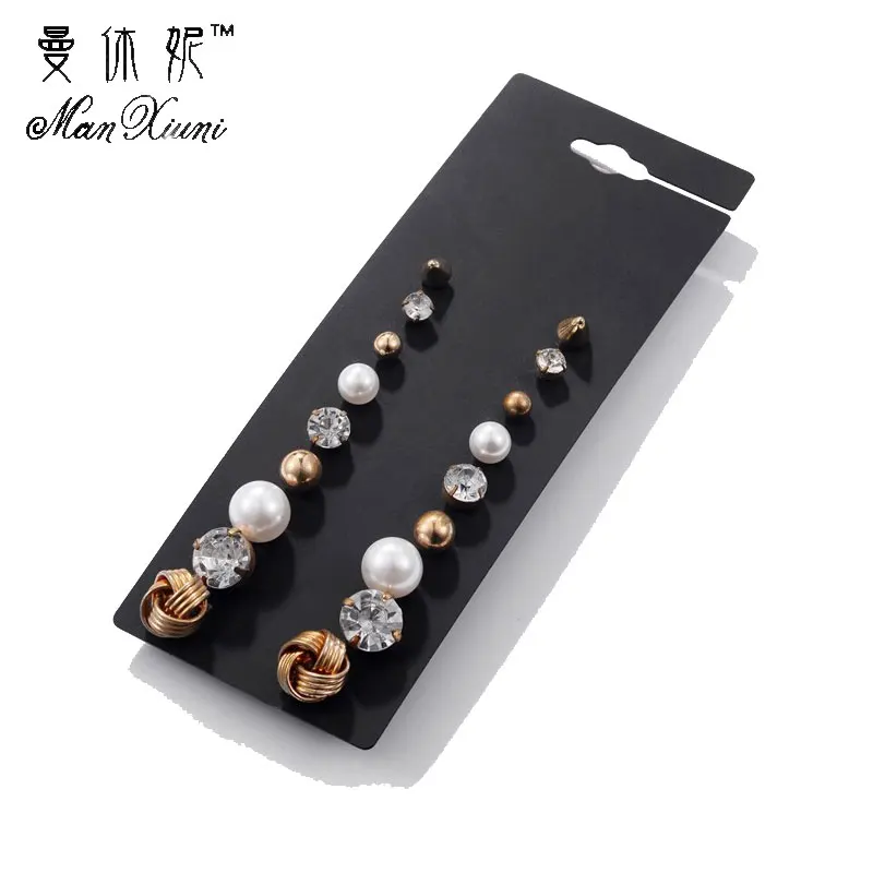 Серьги-гвоздики, новинка, 9 пар/лот, наборы, Круглый квадратный шар, сплав, кристалл, серьги-гвоздики для женщин, девушек, женщин, милые серьги, наборы