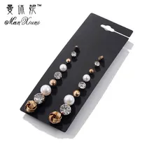 Серьги-гвоздики, новинка, 9 пар/лот, наборы, Круглый квадратный шар, сплав, кристалл, серьги-гвоздики для женщин, девушек, женщин, милые серьги, наборы