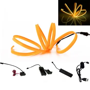 

Hot Car Styling Flexible Neon Light EL Wire Rope Car Decoration Strip 2.3 mm 1M 2M 3M 4M 5M Led Lamp Strip With Controller