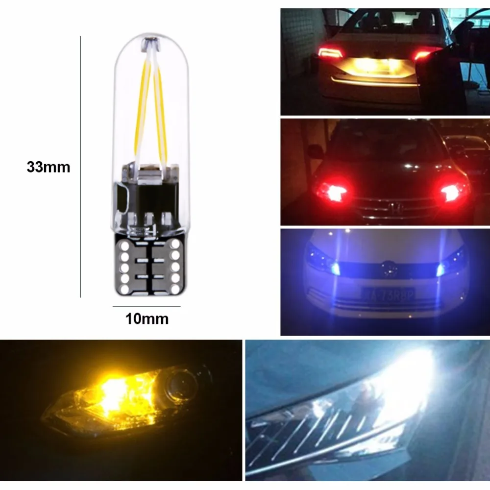 1 шт. W5W led cob стеклянный автомобильный светильник Led лампа с поворотным сигналом