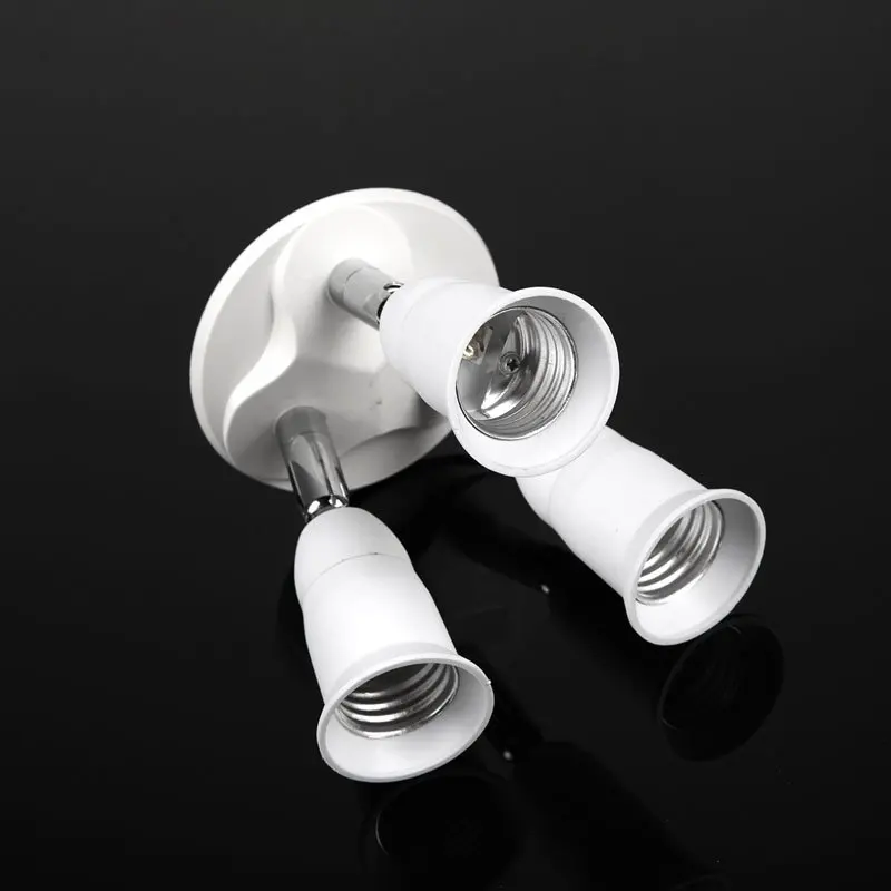 E27 to E27 LED Lamp Bulbs Socket Splitter Adapter Holder Adjustable 3