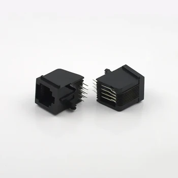 

50pcs RJ45 Connector Network Socket Plastic Black 8-pin Network Cable Interface PCB Plug Horizontal Mushroom Feet