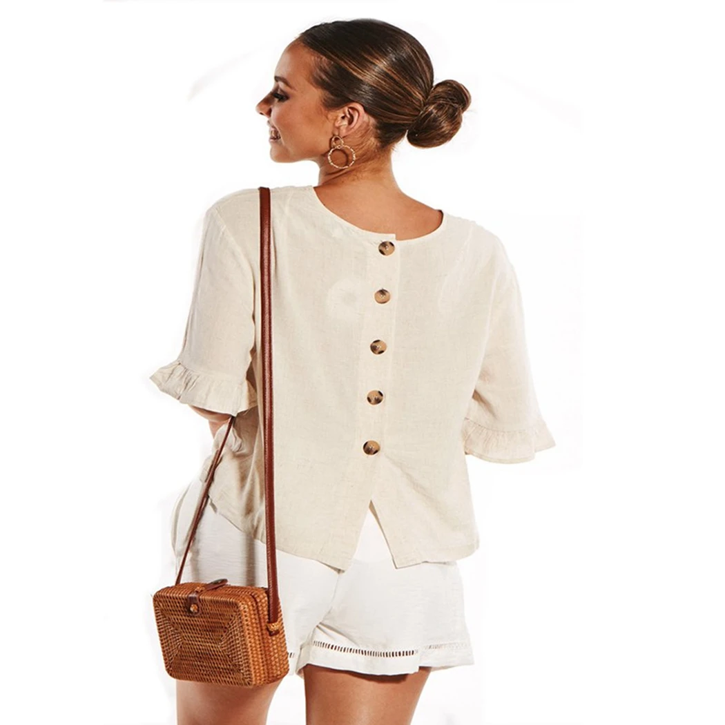 Download Fashion Ladies Half Sleeve Ruffle T shirt Women Casual ...