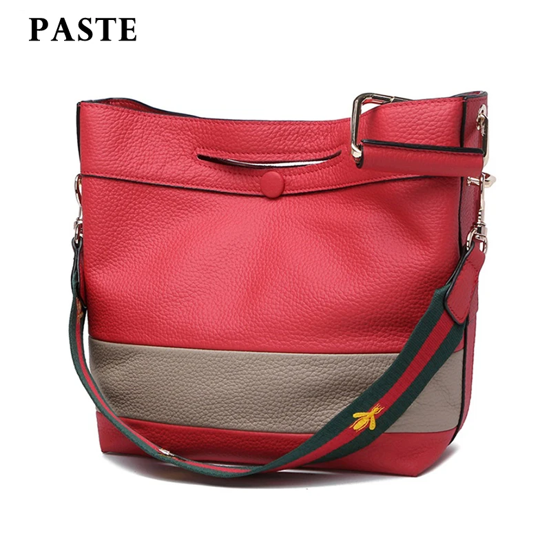 

PASTE 2017 Fashion Luxury Handbags Women Bags Designer Crossbody Bucket Bag Genuine Leather Cowhide Messenger Bag Shoulder Soft