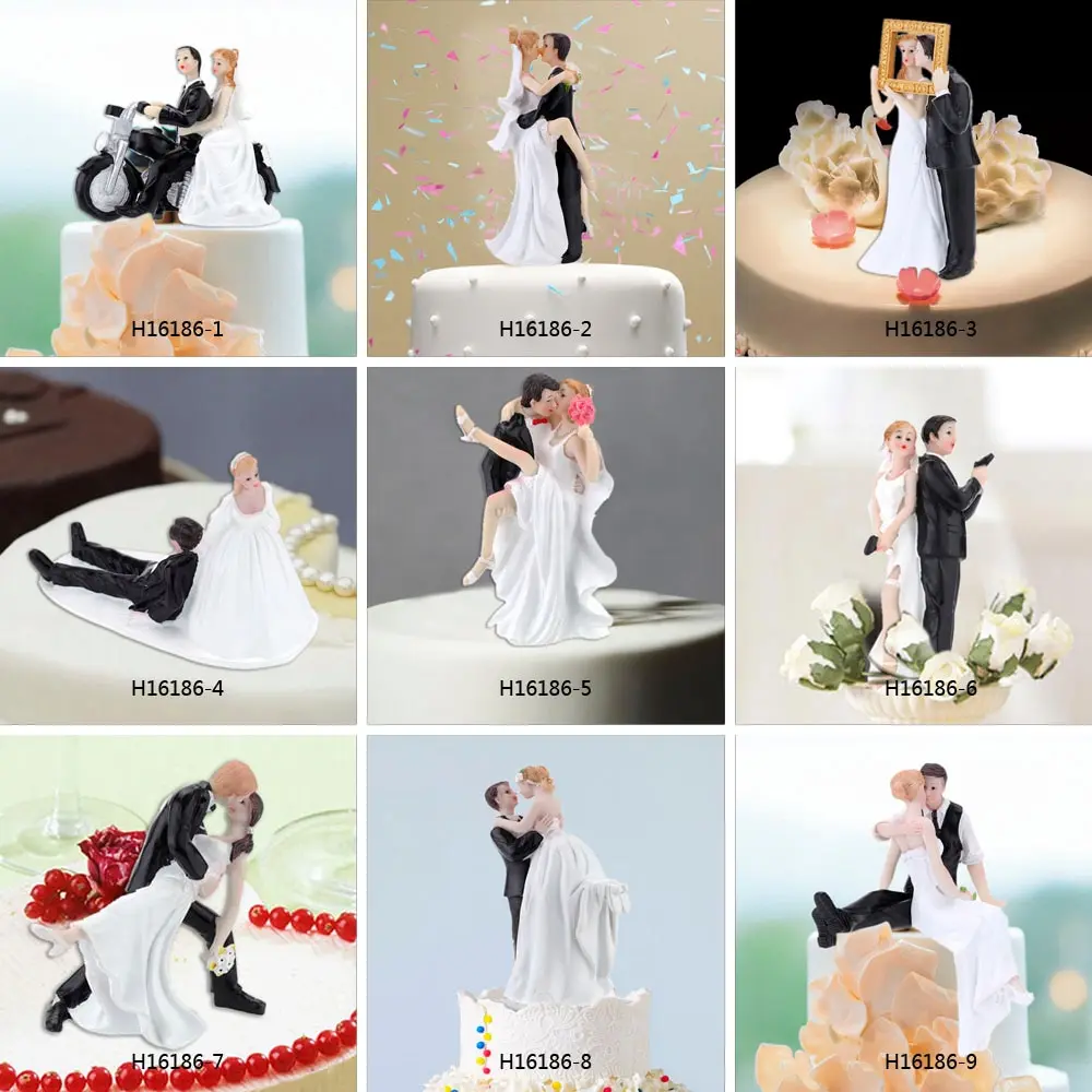 

High Quality Synthetic Resin Bride & Groom Wedding Cake Topper Romantic Wedding Party Decoration Adorable Figurine Craft Gift