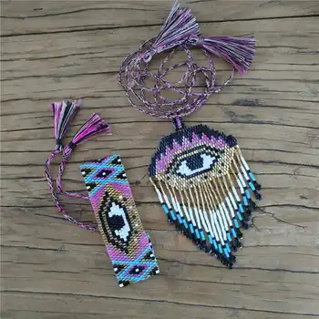 

Go2hobo Jewelry Sets Evil Eye Bracelet Women Necklace MIYUKI Jewelry 2020 Handcraft Loom Summer Pulseras Mujer Jewelry Set Gift