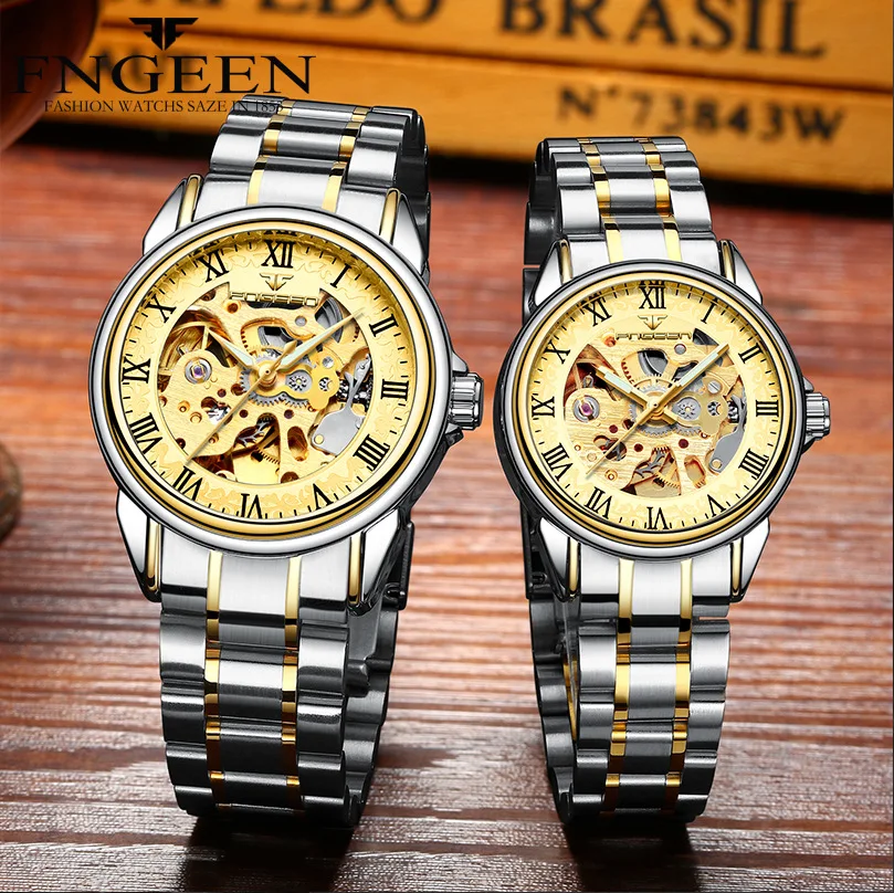 Men's Waterproof Fashion Watch Double-sided Hollow Automatic Mechanical Watch Business Mechanical Pointer Couple Watches ZF9773