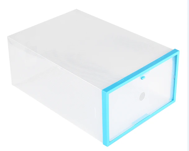 Прозрачный складной пластиковый ящик для хранения обуви чехол для хранения стекируемые коробки Органайзер aufbewahrung komody organizadores de cajones - Цвет: Blue