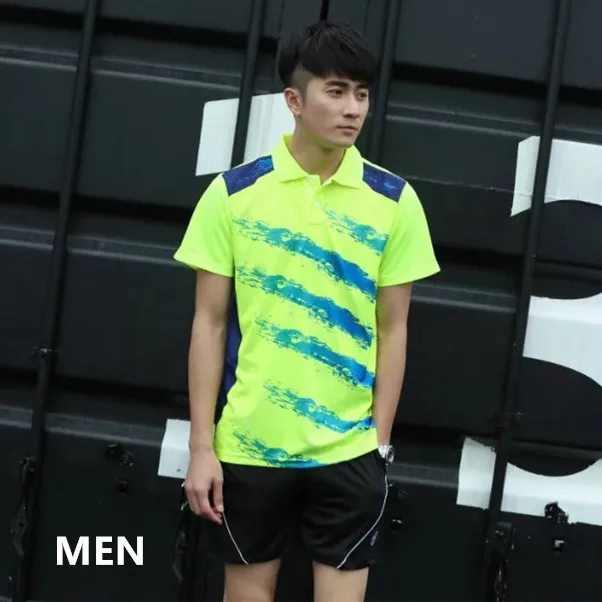ZMSM саржевая печать Пары установлен мужчин и wo мужчин теннисные майки шорты комплект спортивные для бадминтона и настольного тенниса Джерси для взрослых Y009 - Цвет: green - Men