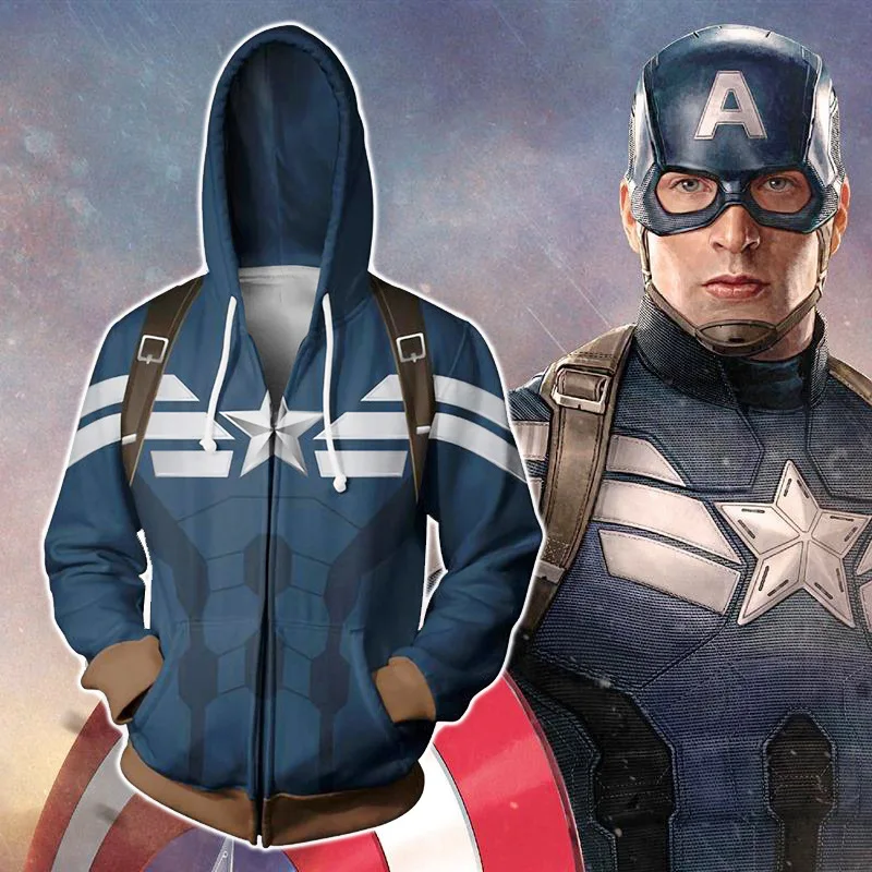 

Avengers Captain America Cosplay Costume Steven Rogers Steve Rogers Hoodies Sweatshirts Men Top Jackets