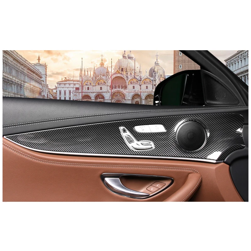 

Carbon Fiber vinyl ABS Car door control panel covers sticker for Mercedes Benz NEW E class E200L E300L E320L LHD Car Styling