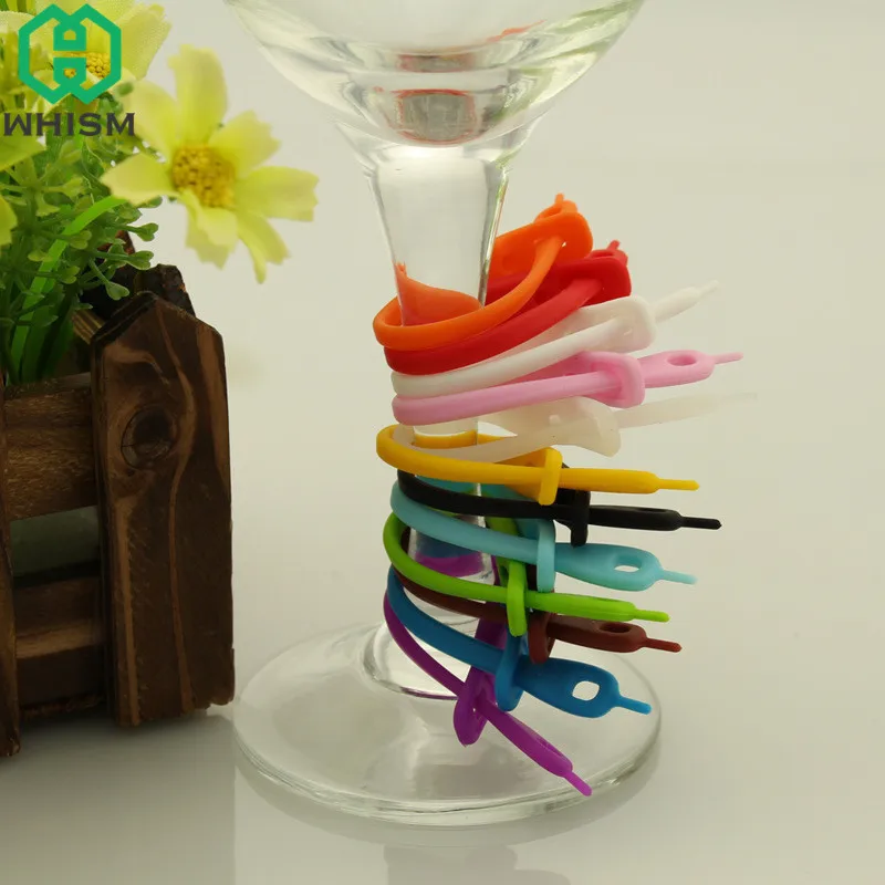 

WHISM 12PCS Wine Glass Marker Silicone Bottle Labels Wine Glass Marker Party Cup Tags Mug Recognizer Wedding Wine Accessories