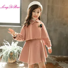 Комплект шерстяного платья высокого качества для девочек, Осень-зима, Новая Детская шерстяная накидка принцессы, плащ, платье-жилет два комплекта