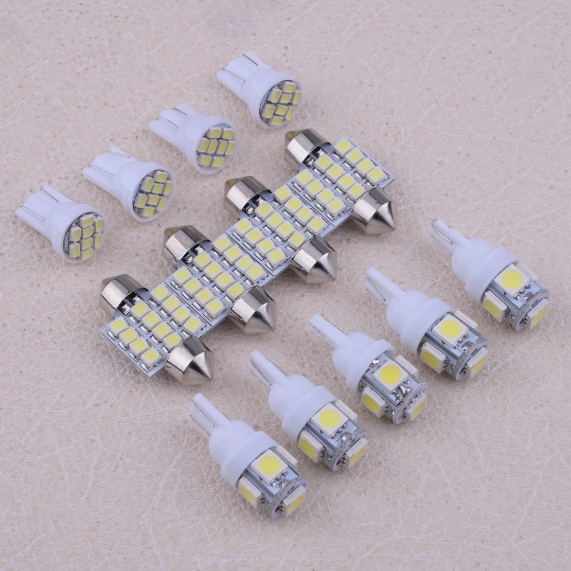 

CITALL 13Pcs 12V 3W PCB Car White LED Lights T10 Festoon Fit for Stock Interior & Dome & License Plate 50000h