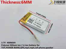 (10pieces/lot) 602035 400 mah lithium-ion polymer battery quality goods quality of CE FCC ROHS certification authority