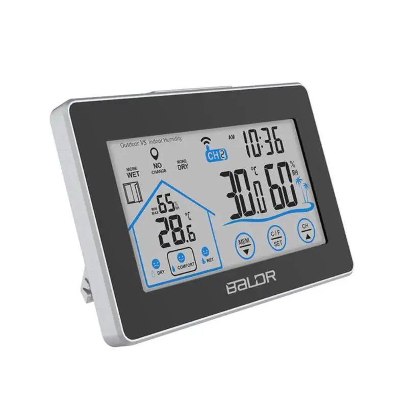 

Humidity Forecast Touch Screen Weather Station Clock Wireless Sensor Thermometer Digital Temperature Instruments