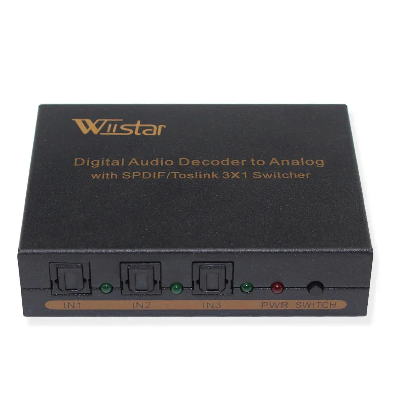 Wiistar 3 to 1 Way Optical TOSLINK Selector Splitter Box Digital Audio decoder support AC3/DTS