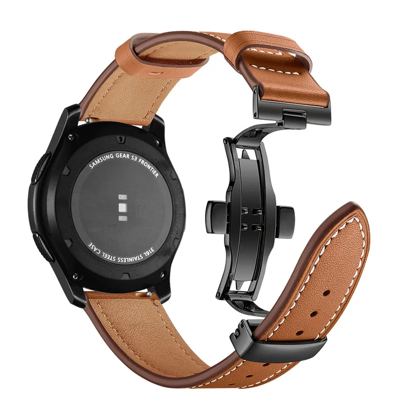 Кожаные ремешки для xiaomi Huami Amazfit GTR 42 мм 47 мм ремешок Смарт часы браслет 22 мм 20 мм Браслет Бабочка металлическая пряжка