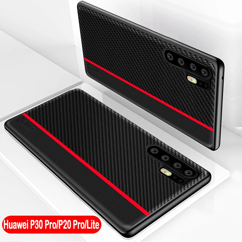 Huawei P30 Pro Case Original CENMASO Carbon Fiber PU Leather Protection Case Huawei P30 P20 Pro Case Huawei P20 P30 Lite Case