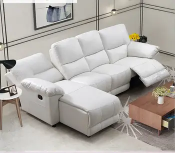Sofá eléctrico reclinable de cuero auténtico para sala de estar, muebles de sala de estar, moveis para casa