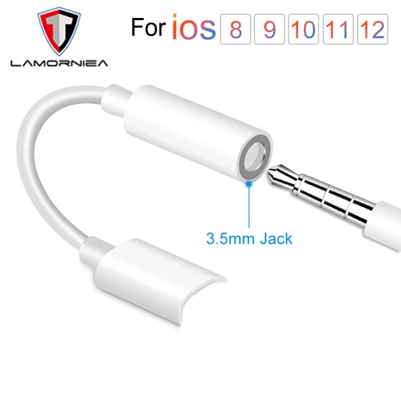 

For iOS 11 12 Headphone Adapter For iPhone 7 8 XS AUX Adapter For Lightning Female To 3.5mm Male Adapters Headphone Jack Cable