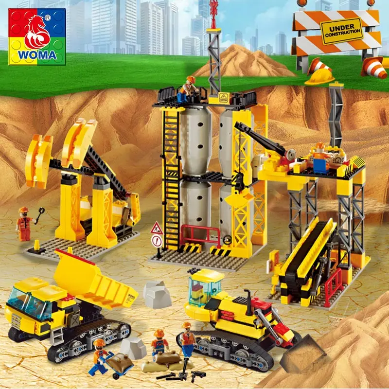

WOMA Engineering Architecture Education Model Urban Engineering Vehicles Building Blocks Children Toys Compatible with Legoe