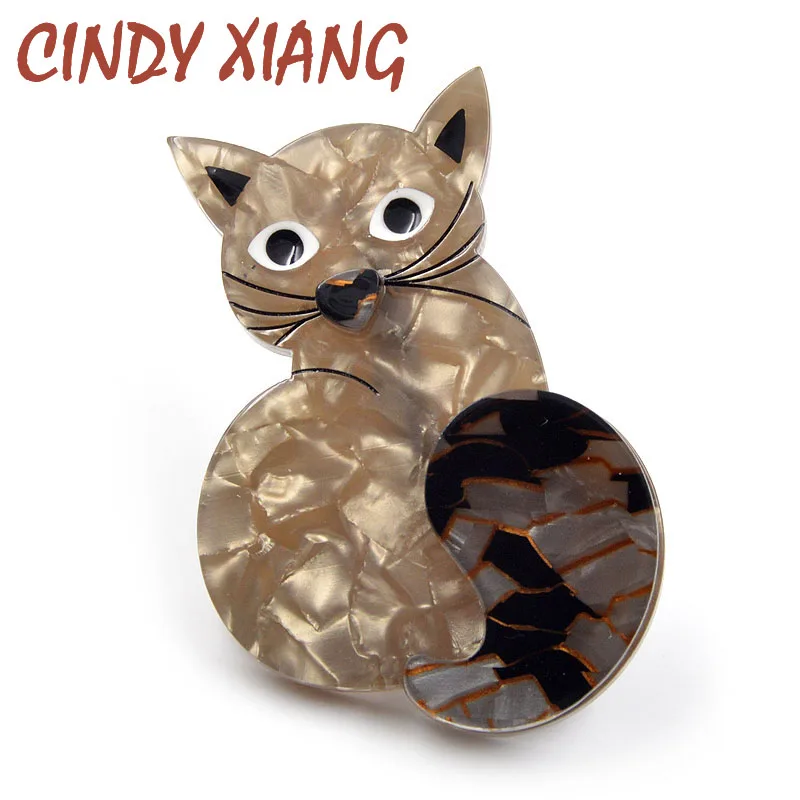 

CINDY XIANG Acetate Fiber Handmade Cat Brooches for Women New Design Fashion Animal Brooch Pin Cute Acrylic Broches Good Gift