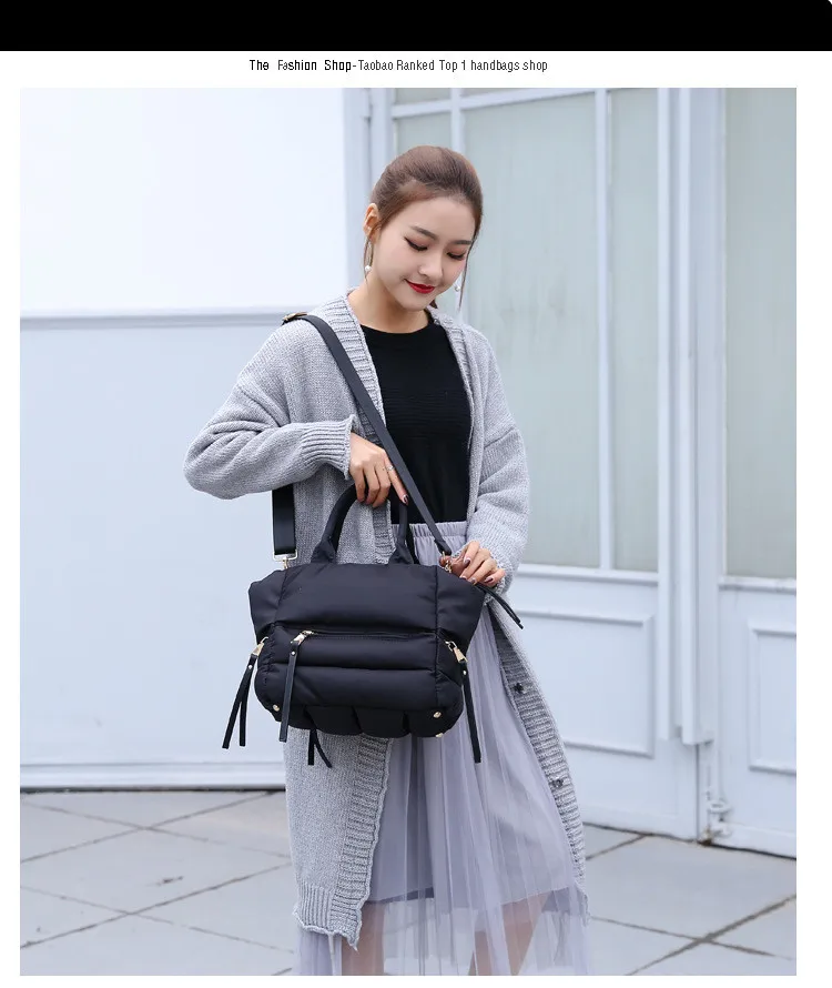 2020 New Winter Space Cotton Handbag Women Casual Totes Bag Down Feather Padded Lady Shoulder Bag Sac A Mian Crossbody Bag