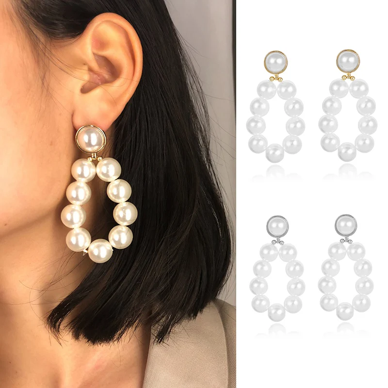 Темперамент преувеличен бисером геометрический pearl stud earringsp1
