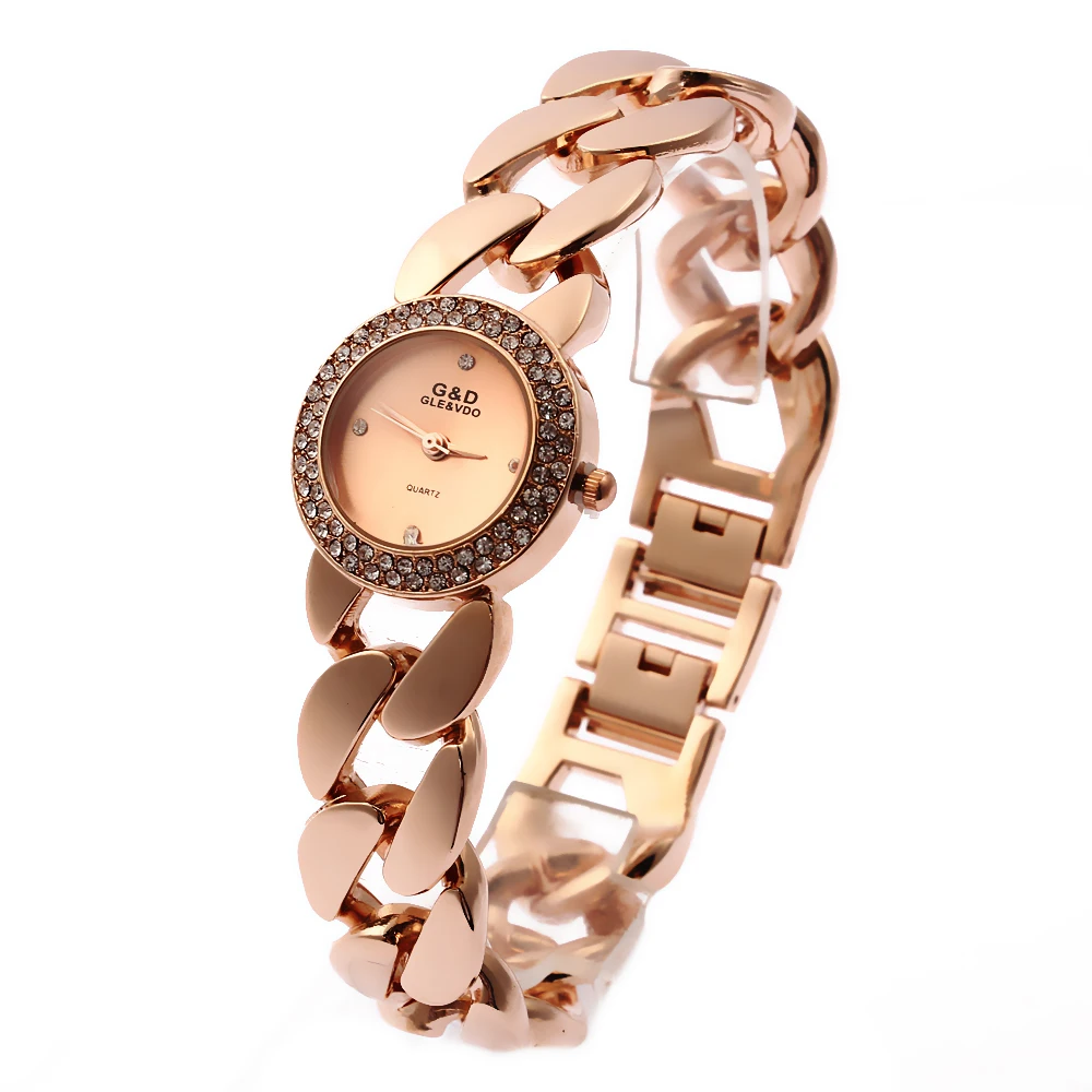 2016 г. Новые Модные женские наручные часы Аналоговые кварцевые часы из нержавеющей стали браслет из розового золота