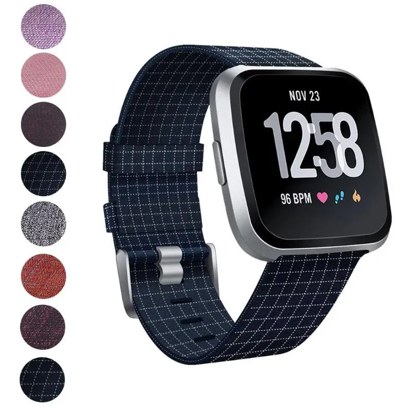 

1Pcs Canvas Bracelet Watch Band Wrist Strap with Buckle Connector Replacement for Fitbit Versa Smart Watch High Quality Bands