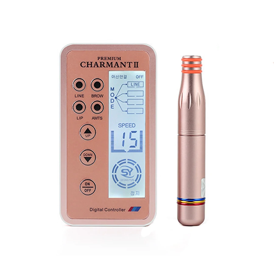 

1pcs gold charmant professional eyebrow lip tattoo permanent eyebrow makeup tattoo machine with 5pcs cartridges neeedles