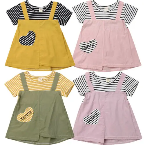

Newborn Kids Baby Girls Short Sleeve Clothes Casual Summer Dress Infant Sundress 0-4T