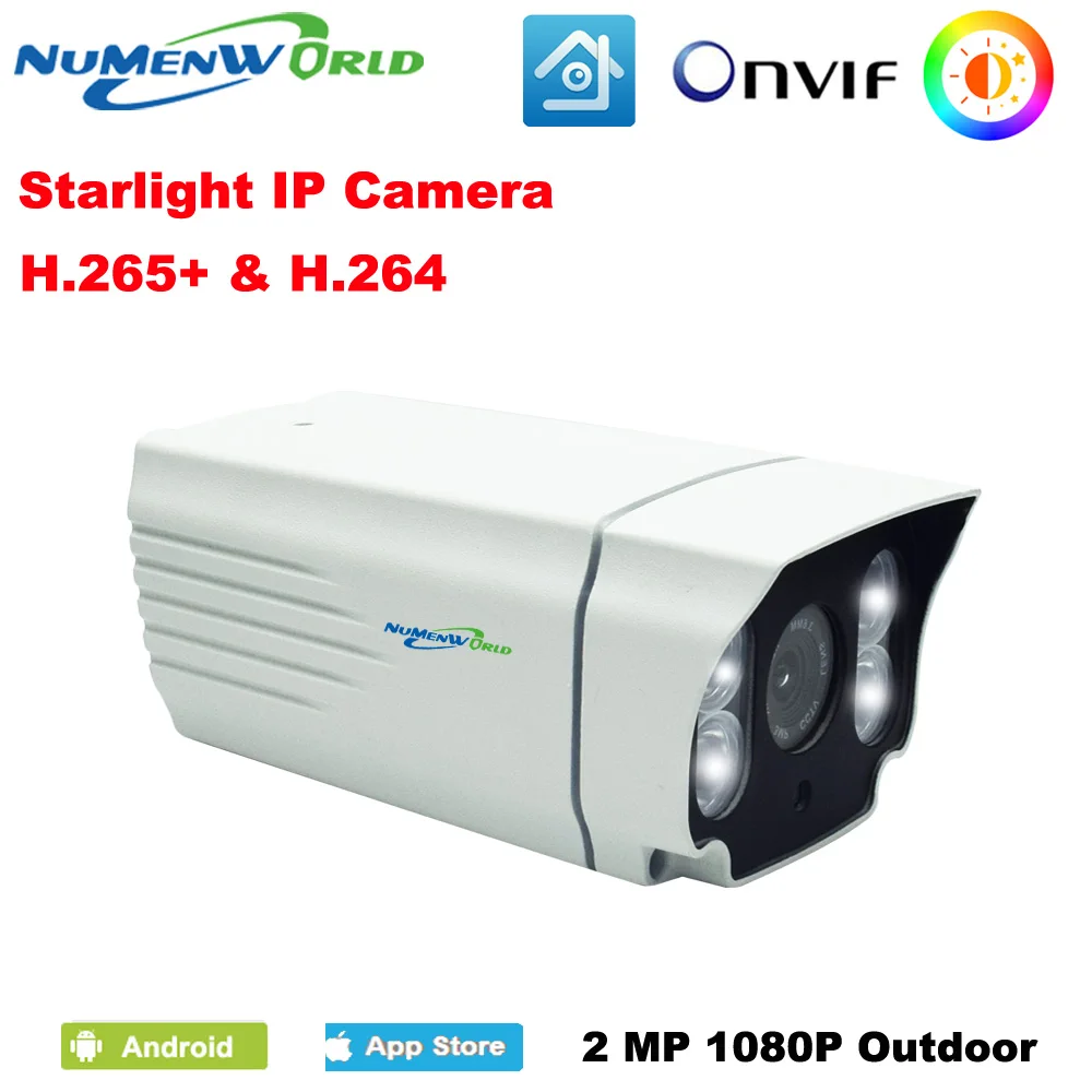 NuMenWorld Starlight IP камера 1080P HD H.264/H.265 белый высокоэффективный светодиодный полноцветный наружный полноцветный прожектор