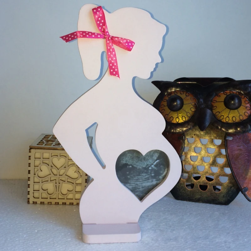 

Pregnant Heart Wooden Women Wood Photo Frame Wedding Small Baby Photo Frames 15CM*26.2CM*0.9CM Home Decoration