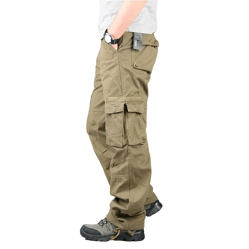 Брюки-карго, мужские комбинезоны, мужские армейские тактические штаны, военная рабочая одежда с несколькими карманами, армейские прямые длинные брюки - Цвет: Army yellow