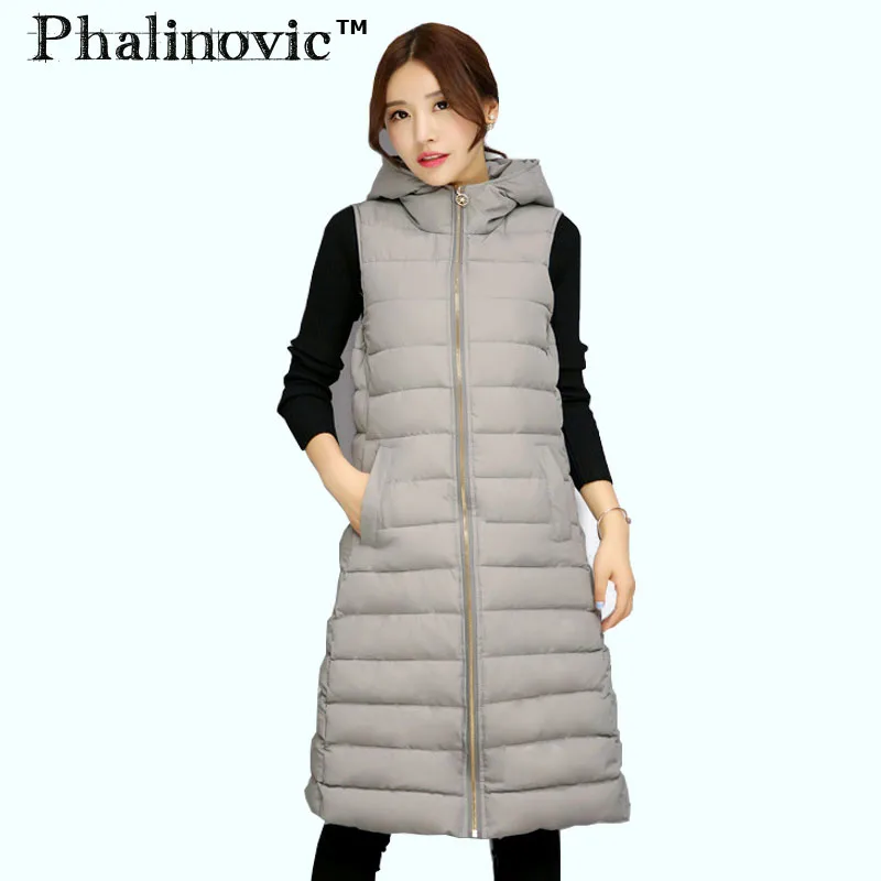 Phalinovic Corps Veste Noir Épais Capuche Hiver 2017 Manteau Gilet Outwear Long gris Col Automne Sans Femmes Chaud À Femelle Manches Extra rxnrZWq