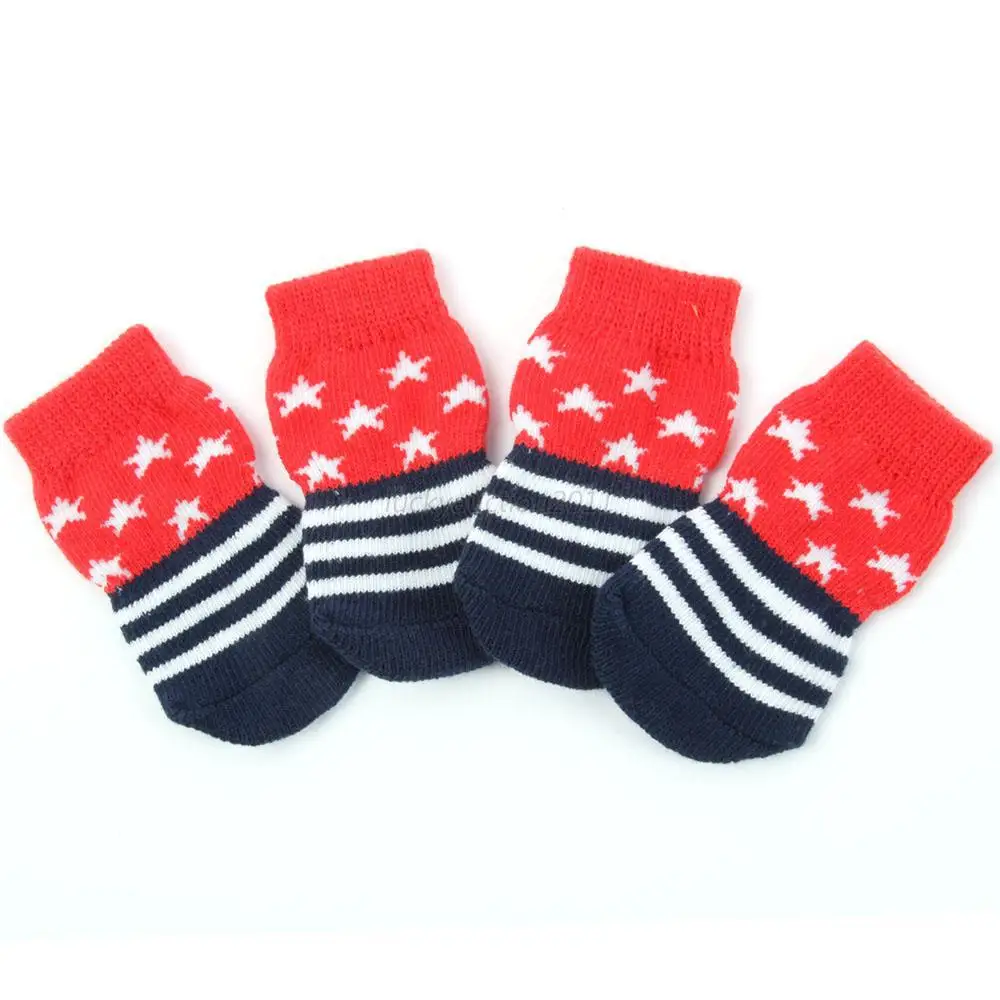 Уютная домашняя Собака Щенок теплая вязаная обувь домашние Нескользящие ботинки