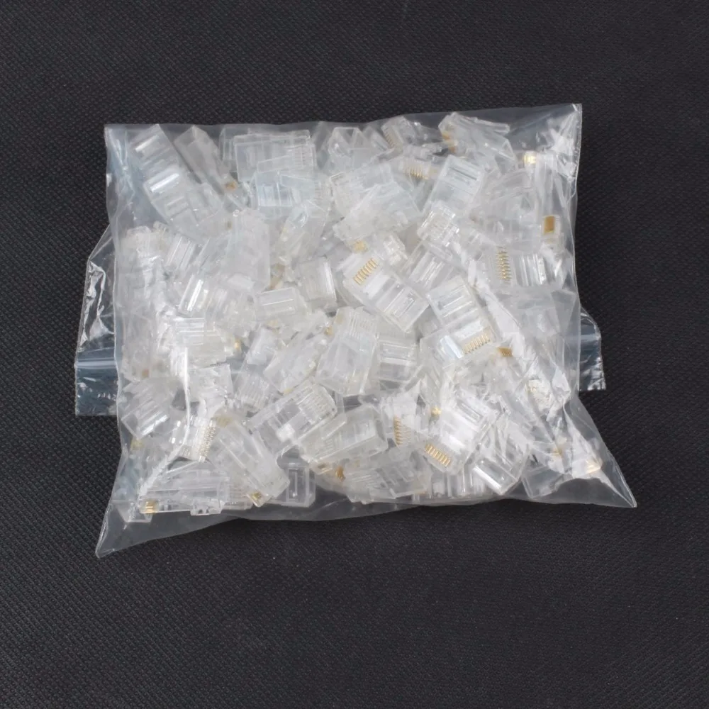 25 50 100 шт. RJ45 сетевая модульная вилка Cat5 CAT5e Разъем 8P8C utp неэкранированный