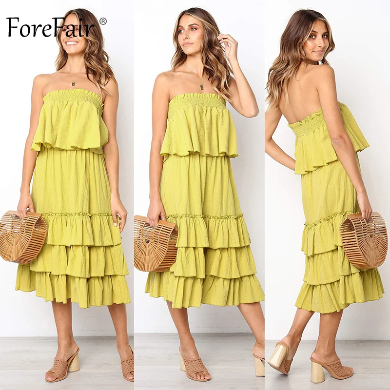 Forefair Slash Neck Summer Dress Beach Layered (14)