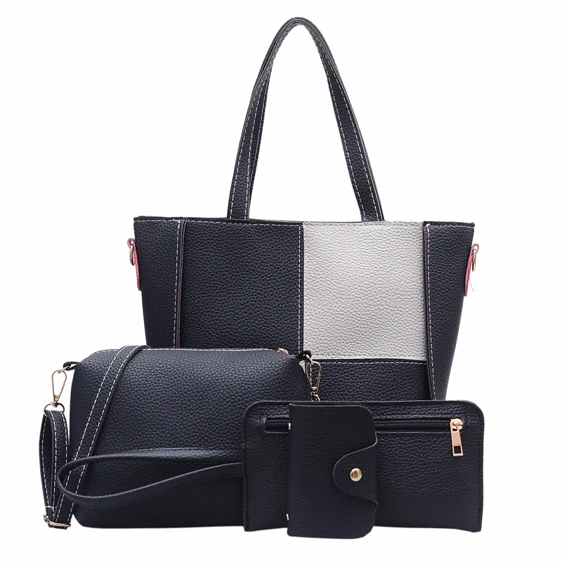 

4pcs Women Bag Set Leather Handbags Geometric Crossbody Bags For Women Casual Totes Shopping Bag Composite Bag Bolsa Feminina