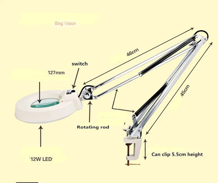Светодиодный длинные руки Настенные светильники на переключатель включения/выключения пластиковый зажим-на Складная Настольная Лупа с лампой с 10xoptical увеличительное стекло объектива