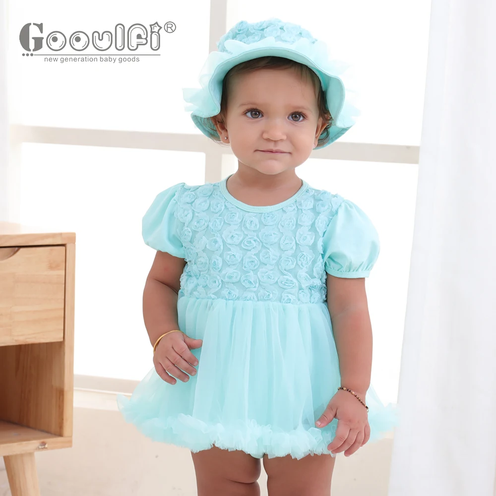 

Gooulfi Baby Girl Clothes Floral Rose Cap Solid New Born Baby Girl Romper Dress Set Clothes Costume Infant Baby Onsies Dresses