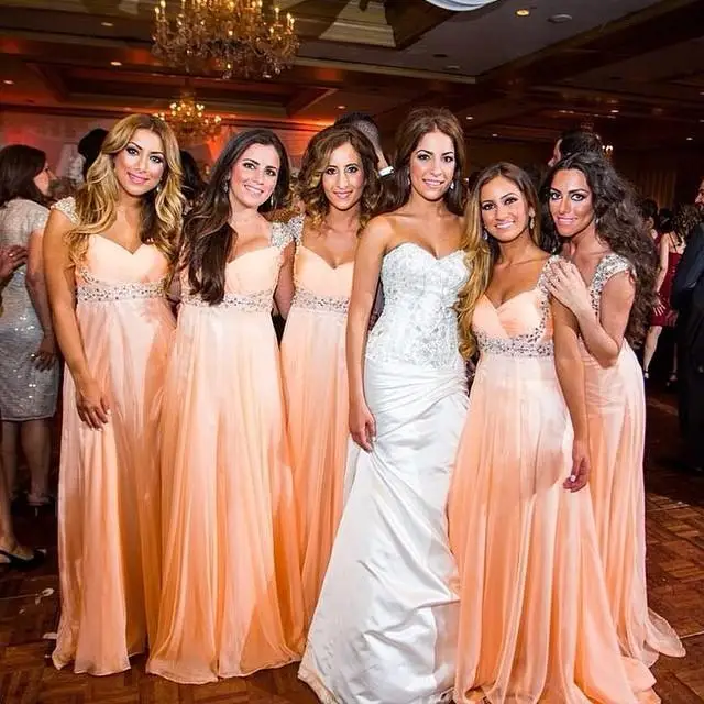 Una Línea Rebordeó Cap Mangas de Color Coral Piso Longitud Elegante de La  Gasa Larga Vestidos de Dama de 2017 Vestido de Fiesta|bridesmaid  dresses|long bridesmaid dresslong chiffon bridesmaid dresses - AliExpress