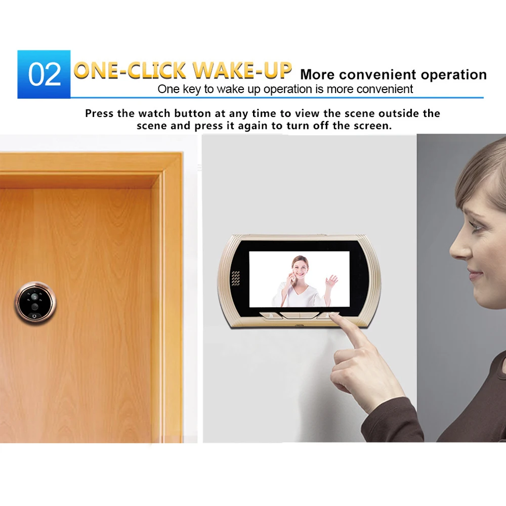 Дверной звонок 4,3 дюймов TFT ЖК-экран дверь безопасности умный электронный кошачий глаз домашний видео дверной звонок умный кошачий глаз