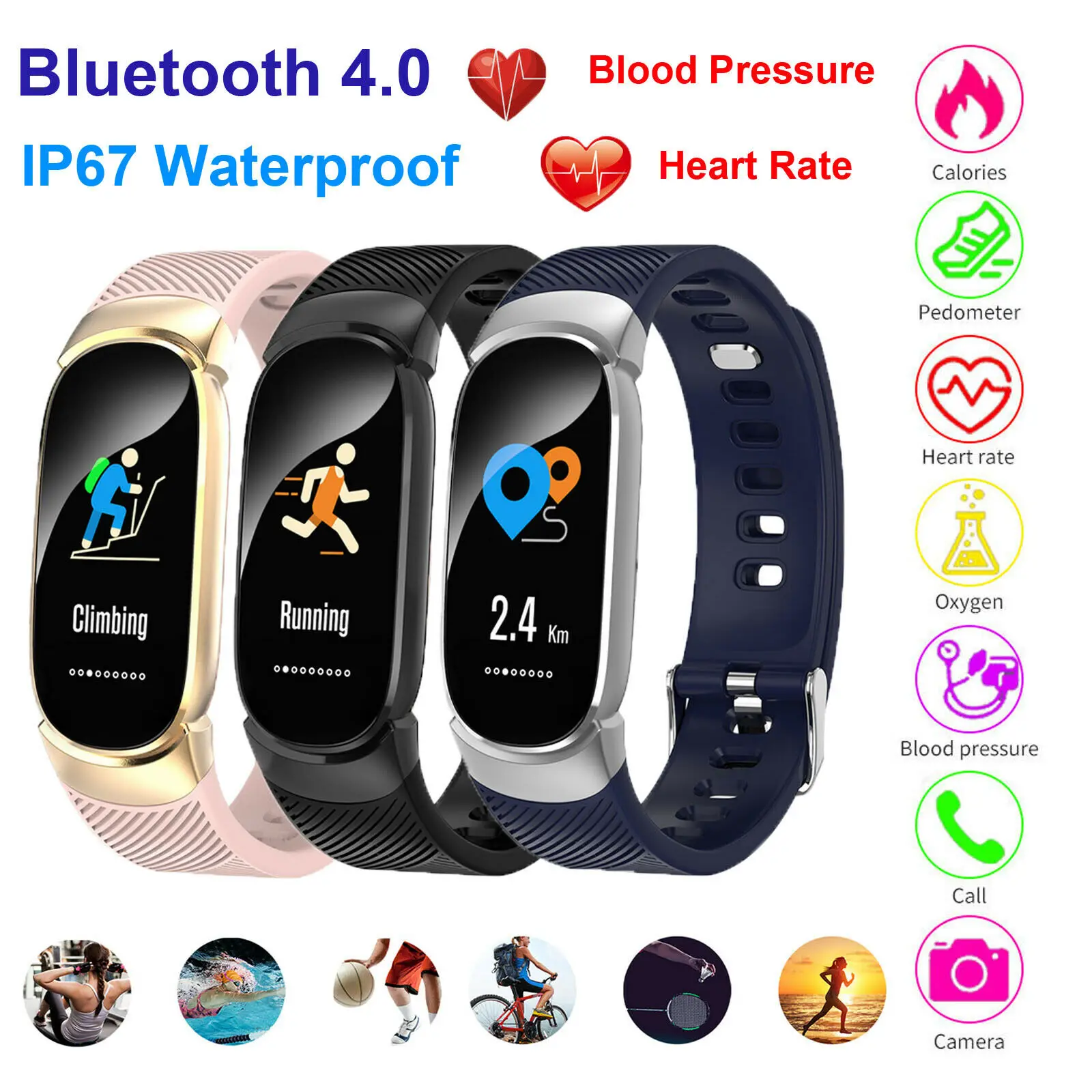 

0.96inch Smart Watch Fitness Tracker Bluetooth Step Sport Bands for Android iPhone