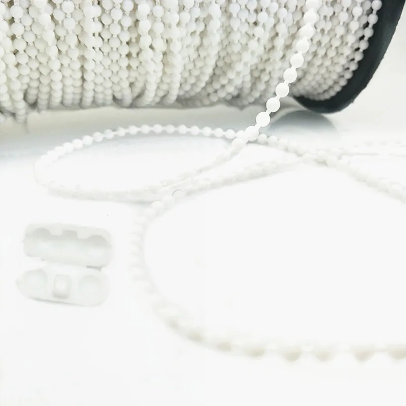 

5 Yards Roman Shade Blind Beaded Chain caord #8 wihite Plastic roller blind chain repair 4x6mm for roller curtain fitting5BB5605