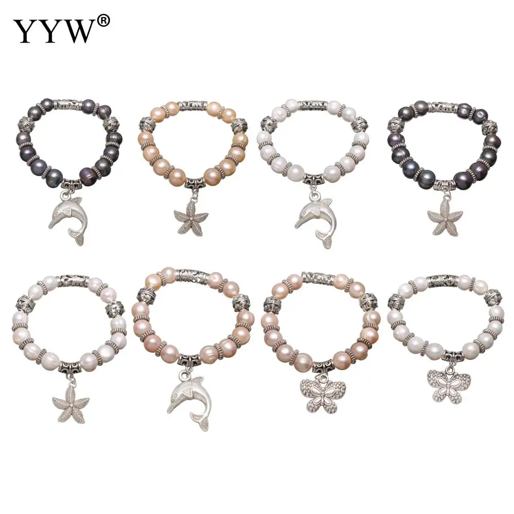 Женский браслет с пресноводным жемчугом в стиле барокко морскими звездами и